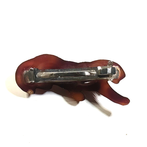 Hair Barrette Tension Clips Brown Acrylic Panther Cat Stalking Classic - Picture 6 of 8